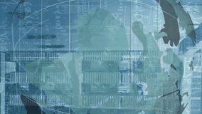 Animation of globe spinning and data over tech room with computer servers. digital interface global connection and online security concept digitally generated video. - Powered by Shutterstock - Get 15% off with code: PIKWIZARD15