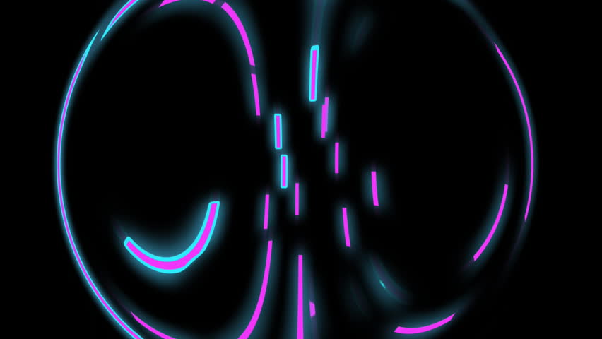Animation of strobing blue and pink neon light beams over rotating neon on black background. Connection, data, processing, digital interface and communication, digitally generated video. - Powered by Shutterstock - Get 15% off with code: PIKWIZARD15
