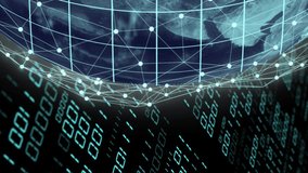 Animation of binary coding data processing over globe. Global artificial intelligence, connections, computing and data processing concept digitally generated video. - Powered by Shutterstock - Get 15% off with code: PIKWIZARD15