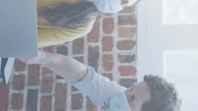 Network of connections against diverse office colleagues working together at office. global networking and business during covid-19 pandemic - Powered by Shutterstock - Get 15% off with code: PIKWIZARD15