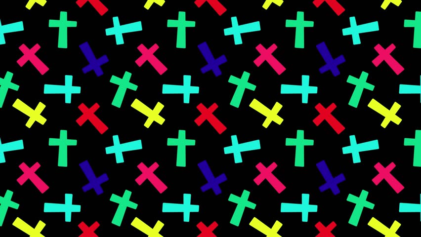 pattern with colorful crosses on a black background horizontal video