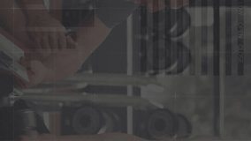 Animation of data processing over diverse people exercising in gym. Global sports, fitness, business, connections, computing and data processing concept digitally generated video. - Powered by Shutterstock - Get 15% off with code: PIKWIZARD15