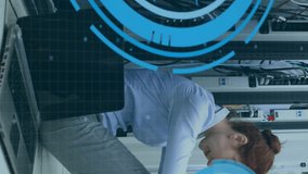 Animation of clock moving fast over businessman using computer. Global business digital interface technology and networking concept digitally generated video. - Powered by Shutterstock - Get 15% off with code: PIKWIZARD15