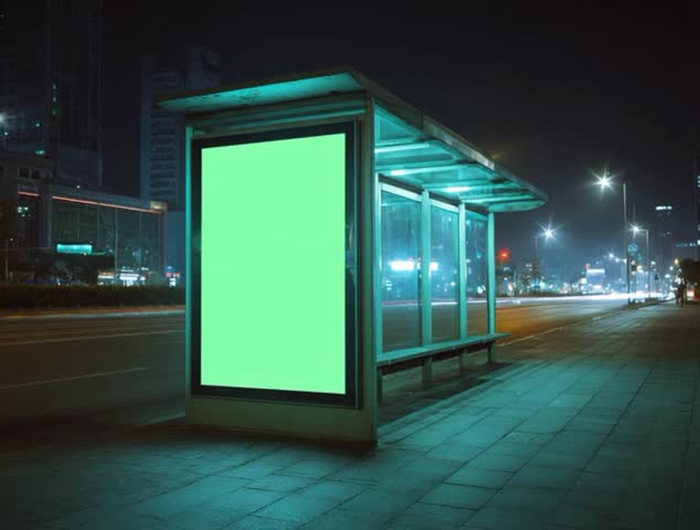  City street bus stop advertising billboard green