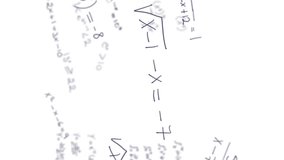 Animation of mathematical equations, diagrams and formulas floating against white background. School and education concept - Powered by Shutterstock - Get 15% off with code: PIKWIZARD15