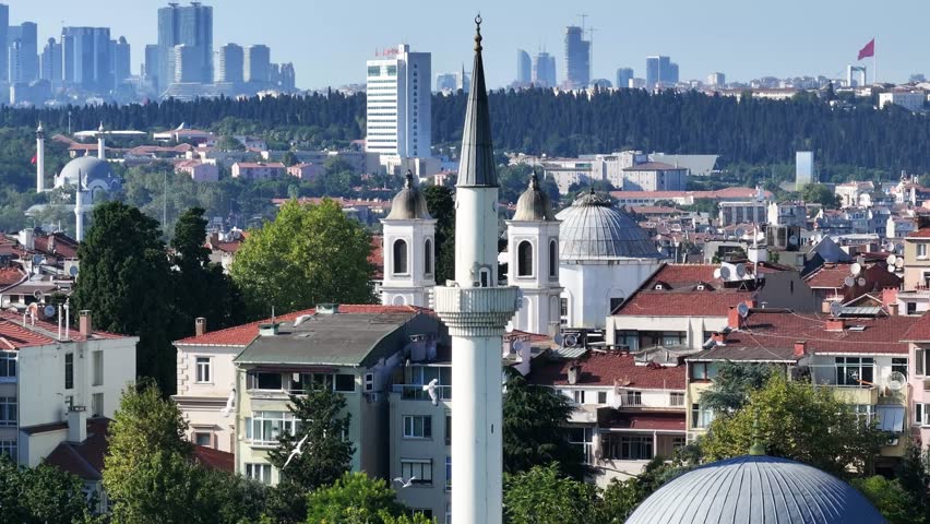 Kadikoy Moda Port and City Center Drone Video, Moda Kadikoy, Istanbul Turkiye (Turkey)
