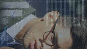 Animation of statistical data processing over businessman talking on smartphone on street. Computer interface and business data technology concept - Powered by Shutterstock - Get 15% off with code: PIKWIZARD15