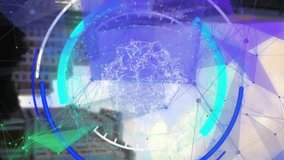 Animation of network of connections and scope scanning over cityscape. Global connections, computing and digital interface concept digitally generated video. - Powered by Shutterstock - Get 15% off with code: PIKWIZARD15