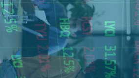 Animation of financial data processing over diverse business people in office. Global finance, business, connections, computing and data processing concept digitally generated video. - Powered by Shutterstock - Get 15% off with code: PIKWIZARD15