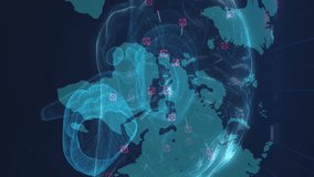 Animation of digital brain over scope scanning with world map on black background. Global science, technology, computing, connections and digital interface concept digitally generated video. - Powered by Shutterstock - Get 15% off with code: PIKWIZARD15