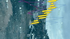 Financial data graph animation over industrial scrapyard with piles of metal debris. economy, recycling - Powered by Shutterstock - Get 15% off with code: PIKWIZARD15