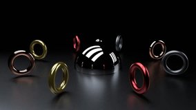 Abstract 3D Animation of Metallic Rings in a Dark Reflective Environment - Powered by Shutterstock - Get 15% off with code: PIKWIZARD15