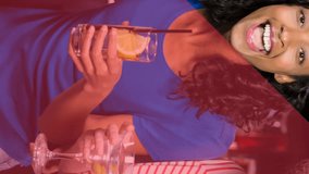 Animation of male american football player over happy diverse sport fans watching game at bar. sport, competition, fans and friendship concept digitally generated video. - Powered by Shutterstock - Get 15% off with code: PIKWIZARD15