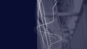 Abstract waveforms animating over blurred corridor background in school setting. motion, digital, design, animation, futuristic, technology - Powered by Shutterstock - Get 15% off with code: PIKWIZARD15