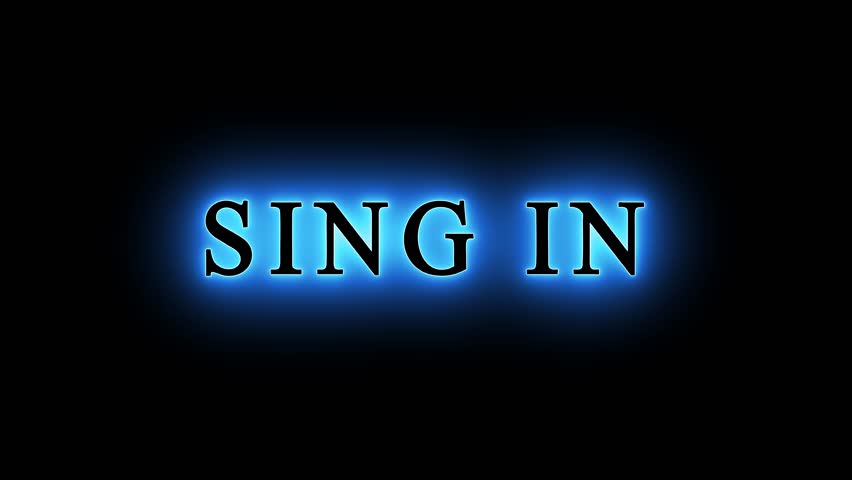 Neon SING IN text saber animation with black background.