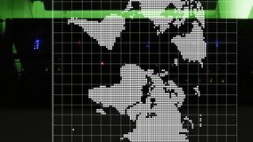 In server room, animation of world map with data points and grid overlay. Technology, networking, cybersecurity, digital, connection, global - Powered by Shutterstock - Get 15% off with code: PIKWIZARD15