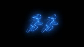 Glowing neon line runner sing. Glowing neon line a two man racing icon black background. Racing people silhouette sign concept. Neon line a man run or racing icon animation 4k video . - Powered by Shutterstock - Get 15% off with code: PIKWIZARD15