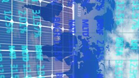 Stock market data processing over world map against solar panel in background. global finances and renewable energy concept - Powered by Shutterstock - Get 15% off with code: PIKWIZARD15