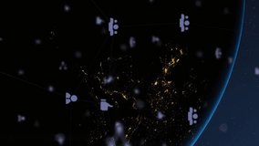 Animation of network of icons with loading circle icons over globe. global networks, data processing, connections and digital interface concept digitally generated video. - Powered by Shutterstock - Get 15% off with code: PIKWIZARD15