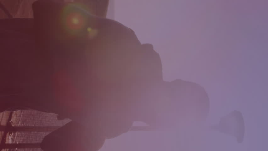 Animation of spots over african american man running and punching at beach. health and fitness concept digitally generated video. - Powered by Shutterstock - Get 15% off with code: PIKWIZARD15