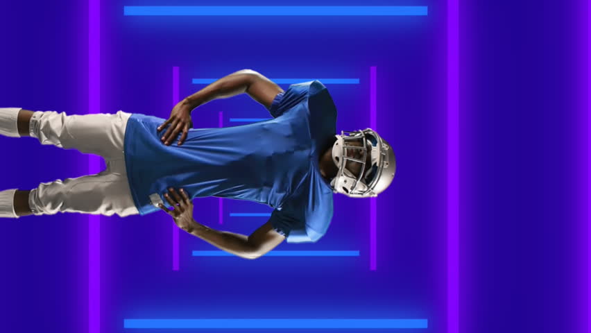 Animation of african american male american football player over shapes. global sport and digital interface concept digitally generated video. - Powered by Shutterstock - Get 15% off with code: PIKWIZARD15
