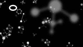 Animation of molecules and data processing over chemical formula on black background. global science, technology and digital interface concept digitally generated video. - Powered by Shutterstock - Get 15% off with code: PIKWIZARD15