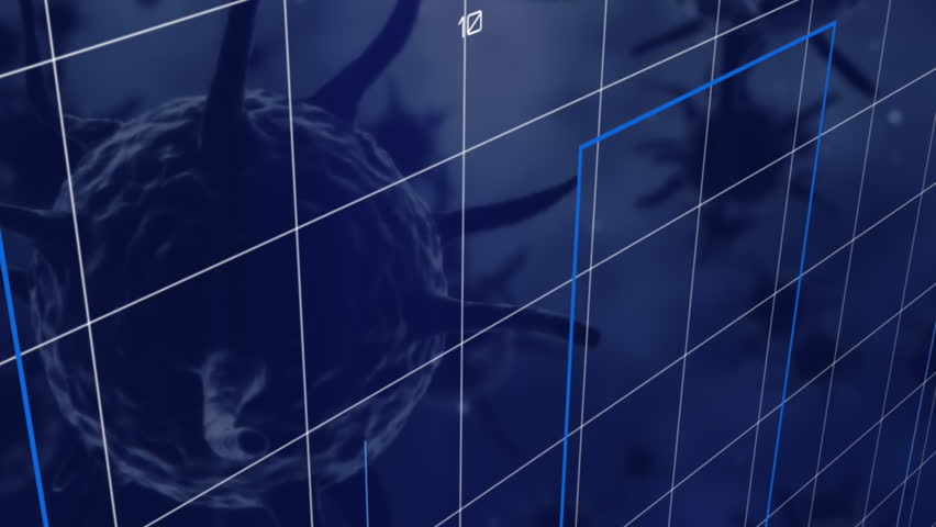 Animation of data processing and floating diagrams with virus cells floating in the background. Digital online security computer interface concept digitally generated. - Powered by Shutterstock - Get 15% off with code: PIKWIZARD15