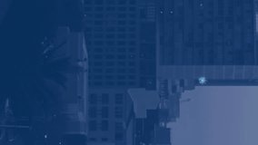 Animation of network of connections with glowing spots over cityscape. Global technology, computing and digital interface concept digitally generated video. - Powered by Shutterstock - Get 15% off with code: PIKWIZARD15