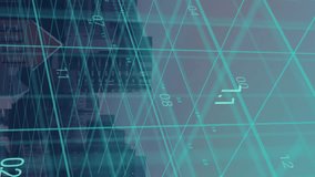 Animation of graphs and data processing on 3d grid over buildings in modern cityscape. Development, communication, finance and data interface concept digitally generated video. - Powered by Shutterstock - Get 15% off with code: PIKWIZARD15