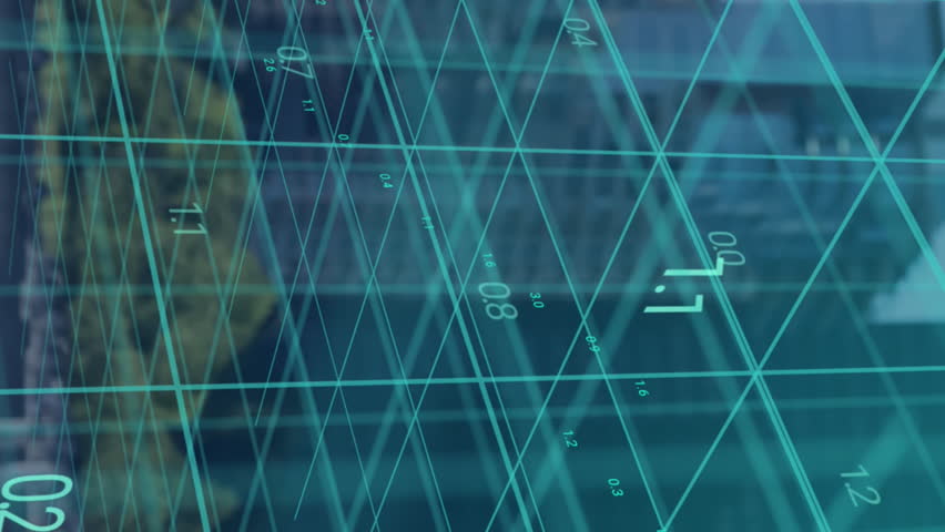 Animation of data processing on 3d grid over buildings in modern cityscape. Development, communication, finance and data interface concept digitally generated video. - Powered by Shutterstock - Get 15% off with code: PIKWIZARD15