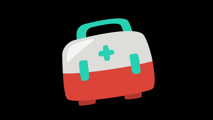 Animated first aid kit with plus sign, suitable for medical concepts, healthcare illustrations, or safety related designs in various media