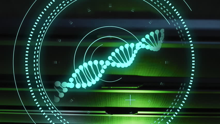 Animation of scope scanning with dna strand and data processing over server room. Global technology and digital interface concept digitally generated video. - Powered by Shutterstock - Get 15% off with code: PIKWIZARD15