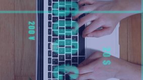 Animation of statistics and data over caucasian businessman using laptop in office. Global business, communication, digital interface, finance and data processing concept digitally generated video. - Powered by Shutterstock - Get 15% off with code: PIKWIZARD15