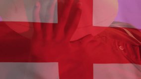 Animation of confetti and flag of england over female rugby player. Sport, patriotism and celebration concept digitally generated video. - Powered by Shutterstock - Get 15% off with code: PIKWIZARD15