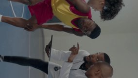 Animation of digital data processing over diverse basketball players on court. Global sports, competition, connections, computing and data processing concept digitally generated video. - Powered by Shutterstock - Get 15% off with code: PIKWIZARD15