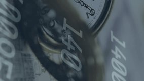 Digital animation of multiple changing numbers against pocket watch on american dollar bills. global finances and economy concept - Powered by Shutterstock - Get 15% off with code: PIKWIZARD15