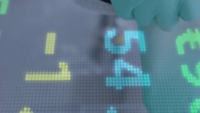 Animation of digital interface of share index values with doctor putting on gloves. healthcare, medical research and protection during coronavirus covid 19 pandemic, digitally generated video. - Powered by Shutterstock - Get 15% off with code: PIKWIZARD15