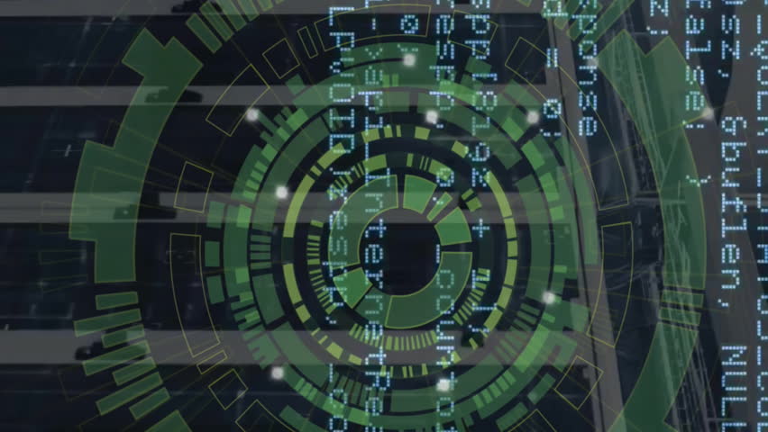 Animation of data coding and circular scanner over server room. Data, processing, technology, digital interface and communication, digitally generated video. - Powered by Shutterstock - Get 15% off with code: PIKWIZARD15