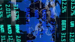 Animation of graphs, financial data and world map on black digital screen. Global data processing, finance and digital interface concept digitally generated video. - Powered by Shutterstock - Get 15% off with code: PIKWIZARD15