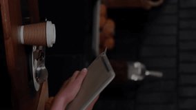 Animation of financial data processing over caucasian woman using his card to make a payment at cafe. Global finance and business payment technology concept - Powered by Shutterstock - Get 15% off with code: PIKWIZARD15