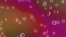 Animation of virus cells and dna strand over colorful background. Global pandemic, medicine and science concept digitally generated video. - Powered by Shutterstock - Get 15% off with code: PIKWIZARD15