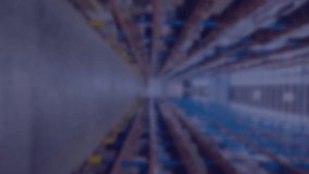 Animation of financial data processing with statistics over warehouse. Global shipping, business, finances, computing and data processing concept digitally generated video. - Powered by Shutterstock - Get 15% off with code: PIKWIZARD15