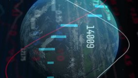 Animation of globe and network of connections with icons over binary coding rotating in warehouse. Global business finances and digital interface concept digitally generated video. - Powered by Shutterstock - Get 15% off with code: PIKWIZARD15