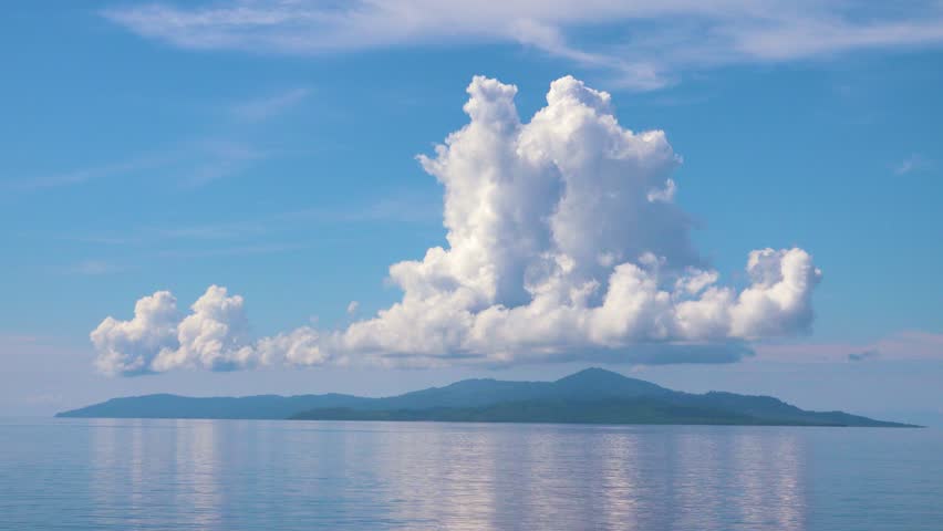 Islands in Flores Sea near Sulawesi, Indian Ocean. Exotic in the tropical Spice Islands (Moluccas). Cruise sea voyage . This picture seen by first Europeans (Dutch) in 16th century.