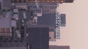 Animation of numbers and data processing over cityscape. Global business, finances, computing and data processing concept digitally generated video. - Powered by Shutterstock - Get 15% off with code: PIKWIZARD15