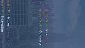 Animation of financial data processing over world map and cityscape. Global business, finances, computing and data processing concept digitally generated video. - Powered by Shutterstock - Get 15% off with code: PIKWIZARD15