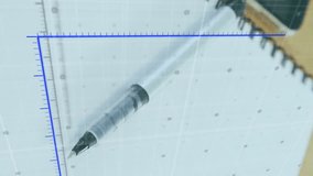 Animation of statistical data processing against diary, coffee cup, glasses and smartphone on table. Business data technology concept - Powered by Shutterstock - Get 15% off with code: PIKWIZARD15