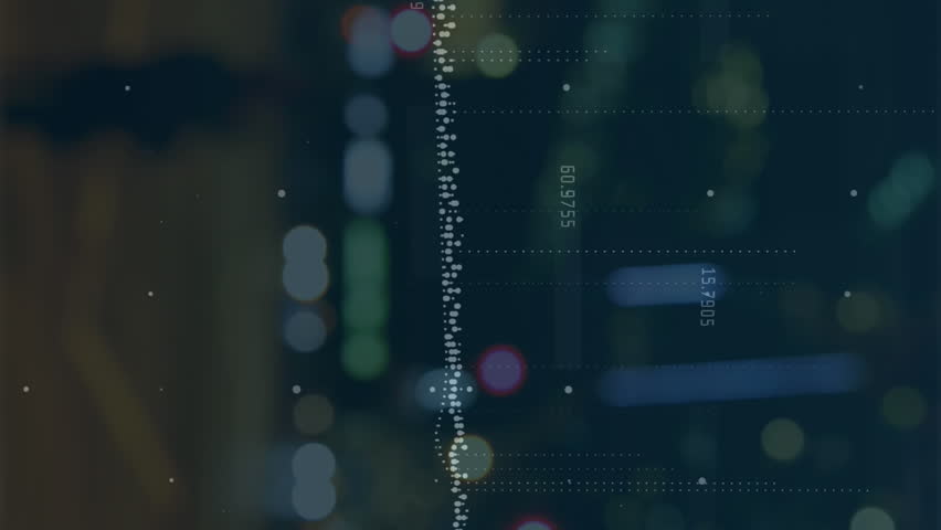 Animation of data processing against blurred view of night city traffic. Computer interface and business technology concept - Powered by Shutterstock - Get 15% off with code: PIKWIZARD15