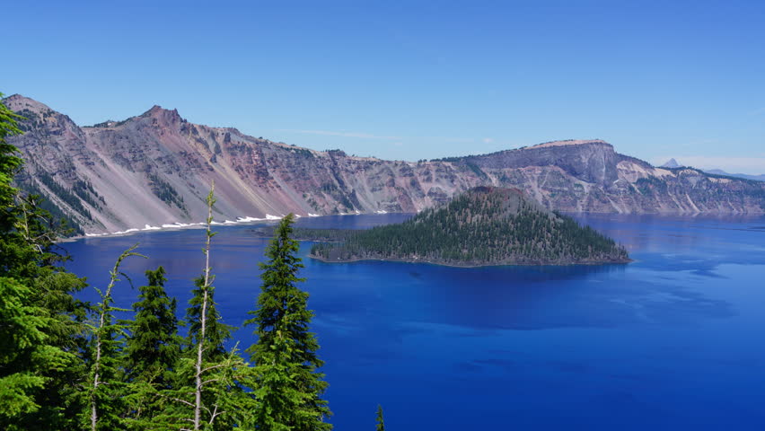 Crater Lake National Park Time Lapse of Wizard Island from Rim Village Oregon USA