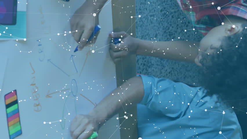 Animation of data processing and spots over diverse business people talking in office. Business and digital interface concept digitally generated video. - Powered by Shutterstock - Get 15% off with code: PIKWIZARD15